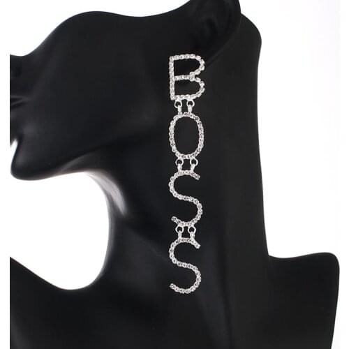 YFJEWE new design Earrings for Women the English alphabet Crystal Earrings long Dangle Luxury Wedding Rhinestone Earring E714