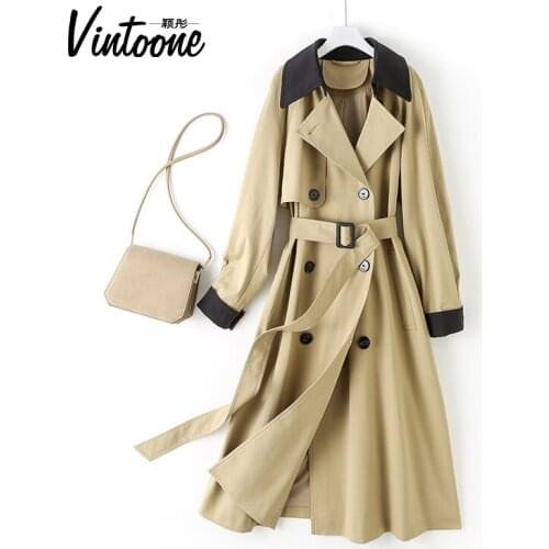 Windbreaker Womens Middle Long 2021 New Autumn Korean Version Popular Atmosphere Slim Loose Long Black Coat