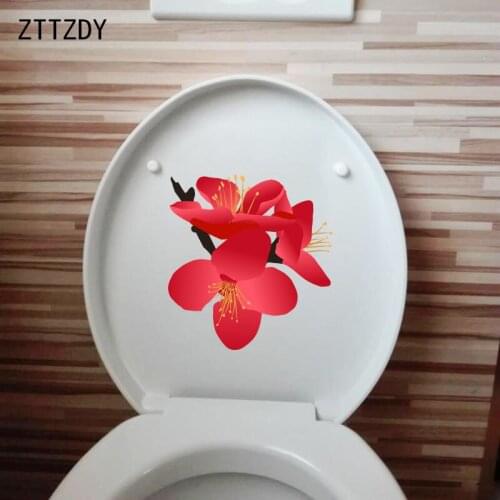 ZTTZDY 22.6*24CM Begonia Flowers Cartoon Toilet Seat Decor Childern Room Wall Sticker T2-0676