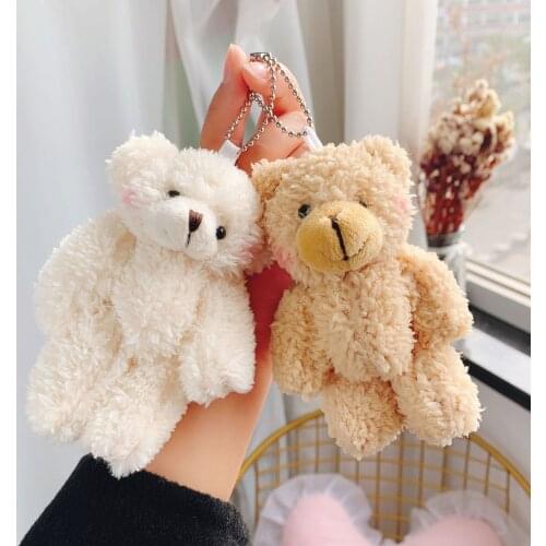 2021 Cute Bear Angel Pet Anime Doll Key Chain Car Keyring Holder Bag Pendant Charm Keychain Kawaii Plush Stuffed Toys Women D809
