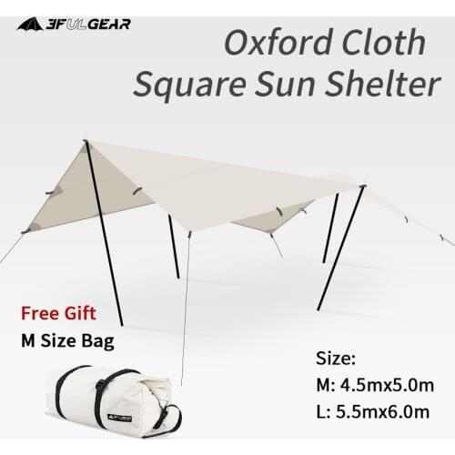 3F UL GEAR Outdoor Square Sun Shelter 28+㎡ Large Area 210D Oxford Cloth Sky Screen Thick Rod Camp Sunshade Free Give Storage Bag