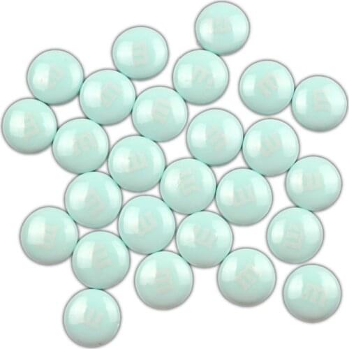 50Pcs 14mm Sky Blue Resin Decoration Crafts Letter M Bead Flatback Cabochon Scrapbook DIY Accessories Buttons