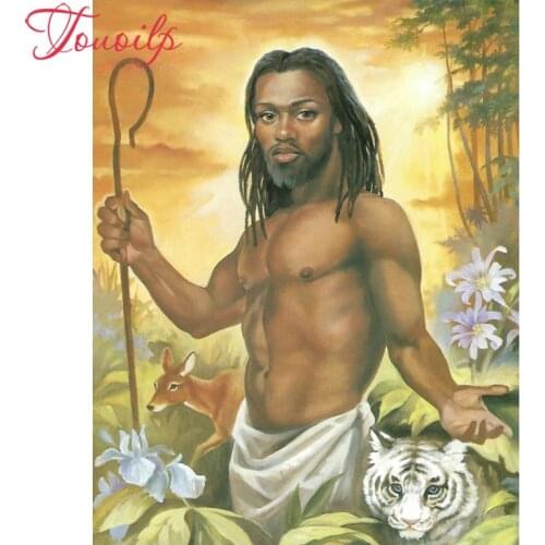 Touoilp diy diamond embroidery"Black Jesus: Shepherd"cross stitch, square&round 5d diamond painting handcraft crafts,home decor