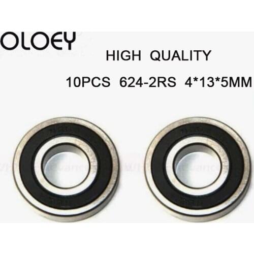 Free Shipping 10PCS High Quality ABEC-5 624 2RS 624RS 624-2RS 624 RS 17x40x12 mm Double Rubber Seal Deep Groove Ball Bearing
