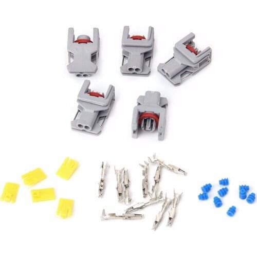 BGEKTOTH 5 Sets 31x20x14mm 2 Pin Waterproof Connector For Delphi 10811963 Fuel Diesel Injector Fuel Rail Plug #1A60344