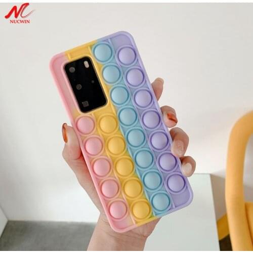 Push it Bubble Fidget Reliver Stress Case For Samsung Galaxy S9 S10 S20 Plus S21 Note 20 Ultra 9 10 A51 A12 Silicone Antistress