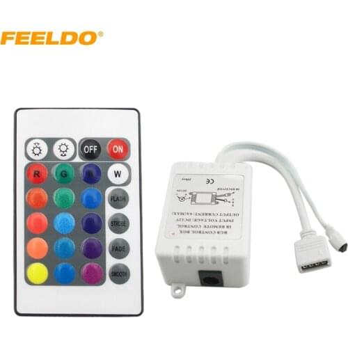 FEELDO 1Set Car 5-24V LED IR Controller 24 Keys Remote Wireless Controller For 3528 5050 RGB LED Strip Lights #AM3955