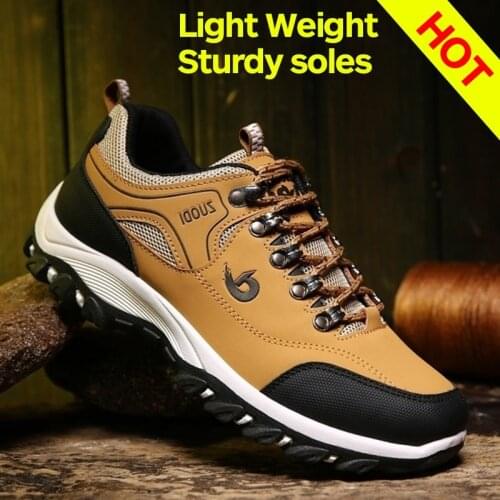 Men Casual Running Camping Shoes Leather Outdoor Sneakers Hiking Shoes Waterproof Non-slip Sport Shoes 39-48