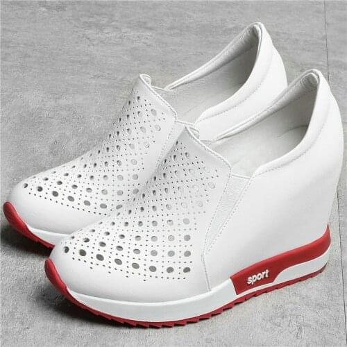 Summer Platform Sport Sandals Women Genuine Leather Wedges High Heel Pumps Shoes Female Round Toe Fashion Sneakers Casual Shoes