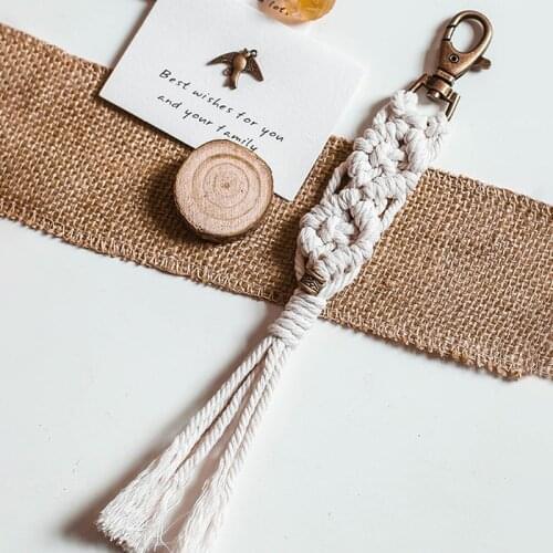 Macrame Keychains Boho Woven Bag Charms With Tassels Handcrafted Accessories Car Key Purse Phone Unique Decor