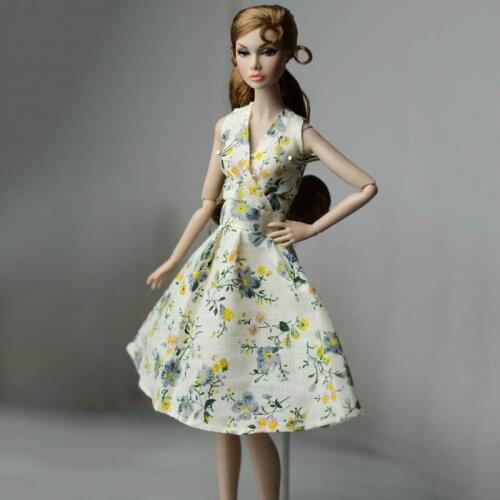 Fashion 11.5" Doll Clothes For Barbie Accessories Outfits Countryside V Neck Floral Dress Kids 1/6 BJD Dollhouse Toys Girl Gifts