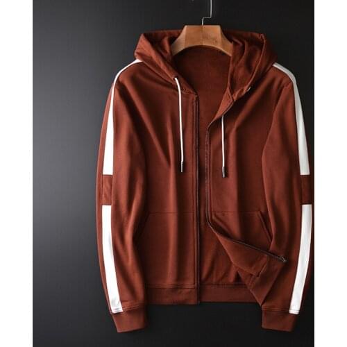 100% Cotton Hooded Men Luxury Contrast Color Stripe Sweatshirt Male Autumn Winter Slim Fit Mens Hoodies 4XL