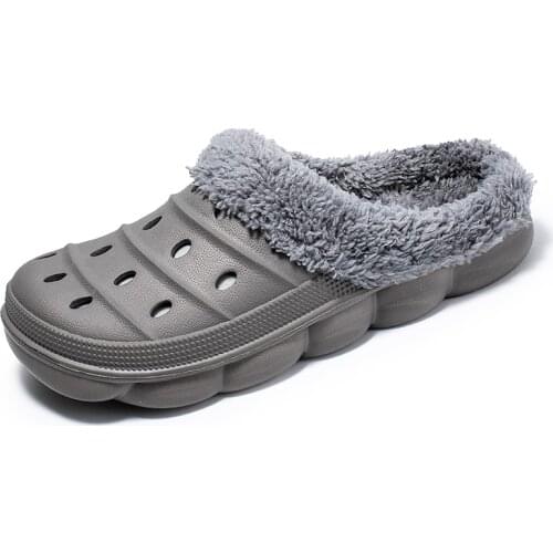 Mens Home Clogs 2021 Women Winter Fur Slippers Plush Warm Lining Male House Warm Clogs High Quality Comfortable Garden Shoes