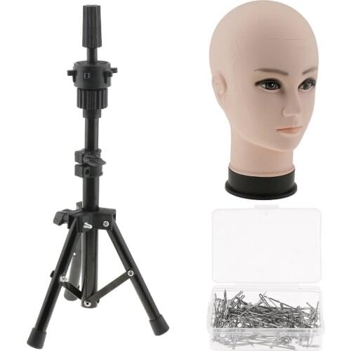 Male Mannequin Manikin Head Hair Wig Glasses Hat Display Model Tripod Stand with 100pcs T Needle Pins for Wigs Making