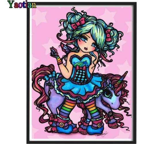5D Diy Diamond Painting Cross Stitch Kits Cartoon girl unicorn Diamond Embroidery Full Drill Handicraft Mosaic Decor Picture