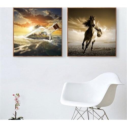Pegasus White Horse Wall Pictures Painting Black Horse Abstract for Living Room Home Decoration Canvas Art Paint Cuadros Decor