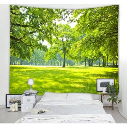 Nature Woods Tapestry Wall Mount Sun Woods Carpet Wall Cloth Tapestry Hippie Tree Mandala Tapiz Landscape Home Decoration