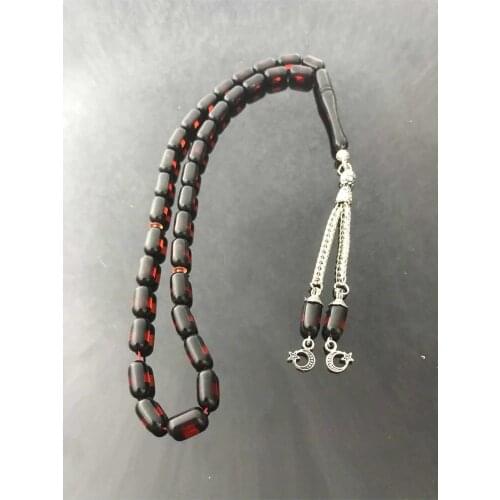 Pres Amber Rosary Round Cut Red Color Metal Tassels