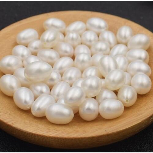 3A Grade White Pink Purple Drop Freshwater Pearls 6x8mm 7x9mm Half Drilled No Hole Rice Pearl Loose Beads for Earring