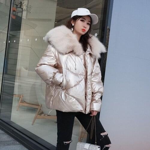 Winter fox fur down jacket female short paragraph 2019 new Korean version of thin loose bread clothing female winter coat tide