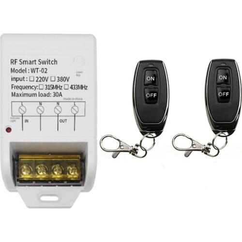 433MHz AC 220V 1CH 30A Relay Wireless Remote Control Switch Receiver + Transmitter For Water Pump LED Light Motor Garage Door