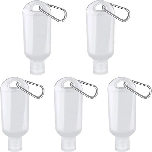 20pcs 50ml Refillable Empty Cosmetic Bottle Leakproof Soft Tube with Keychain Travel Squeeze Make Up Container Empty Bottles