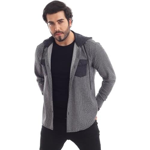 WOODCUTTERS HOODED CASUAL SLYM FİT MALE GÖMLEĞİ (BLACK)