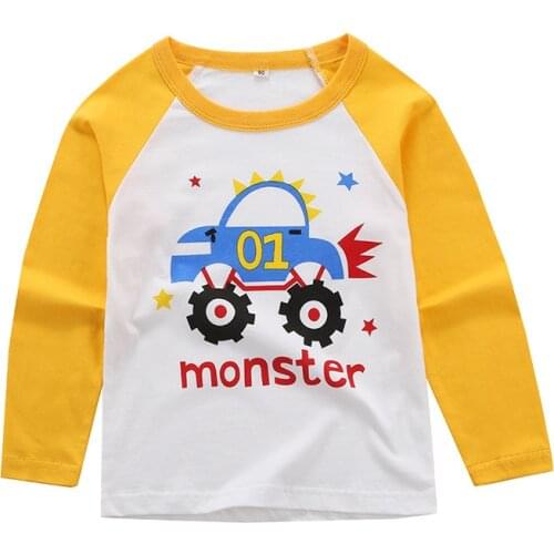ZWY1239 Kids Clothing T shirts Print Girls Boys Cotton Children shirt Baby Toddler Tops Cartoon Full Long Sleeves Clothes