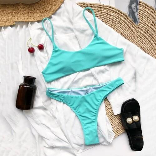 Sexy Swimsuit Women Solid Bikini Set Push-up Brazilian Swimwear Summer Beachwear Bikini 2021 Thong Maillot De Bain Femme #YJ