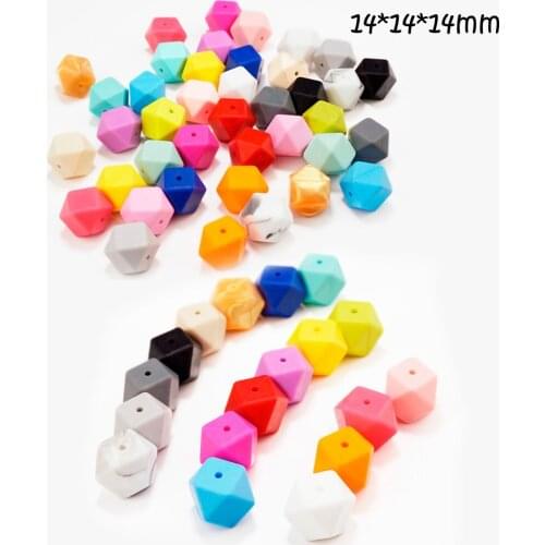 Sutoyuen Silicone Multi-faceted Beads 100pcs 14mm Hexagon Beads Baby Safe DIY Chew Nursing Necklace Bracelet Baby Teething Beads