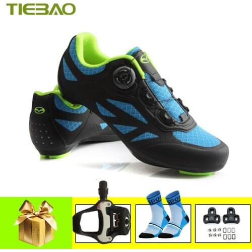 Tiebao Athletic Cycling Sneakers Road Men Breathable Self-locking Zapatillas Ciclismo Women SPD-SL Pedals Riding Road Bike Shoes