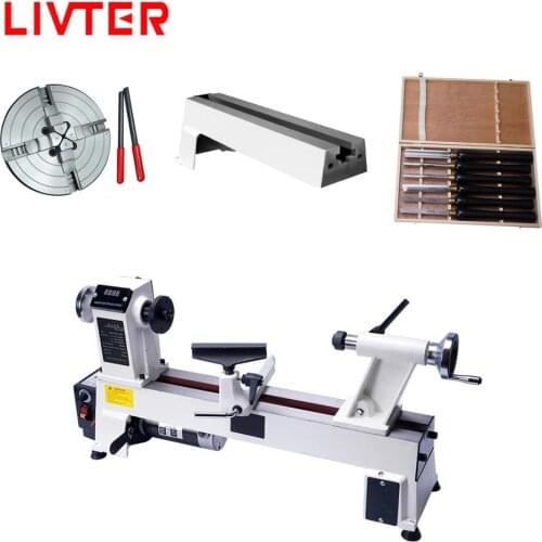 LIVTER 6 inch lathe chuck / 6pcs chisel set / 1000mm variable speed portable wood turning lathe machine mini bench lathe