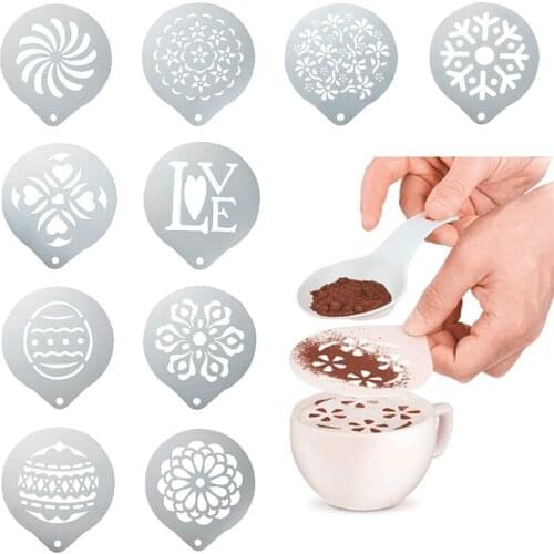 30 Style Coffee Stencils Fancy Coffee Printing Model Foam Spray Cake Stencils Chocolate​ Cocoa Coffee Mold Powdered Sieve Tools