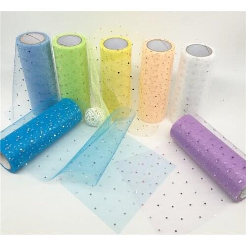 Glitter Sequins Tulle Roll 15cm 10Yards Fabric Spool Tutu Party Birthday Gift Wrap Wedding Decoration Christmas Event Supplies