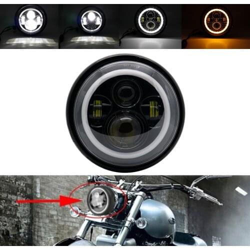 Universal 7inch H4 Led Motorcycle Headlight for hornet 600 Honda cb400 cb1000sf kawasaki ER6N Harley with DRL Headlamp Housing