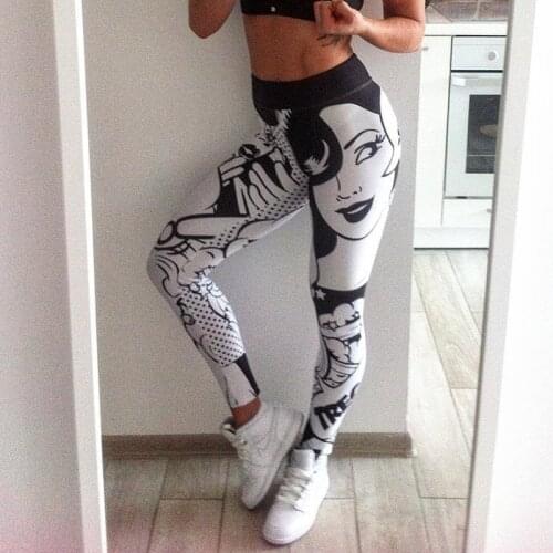 New Women Printing Leggings Put Hip Elastic High Waist Workout Push Up Legging female Breathable Slim Fitness Pants