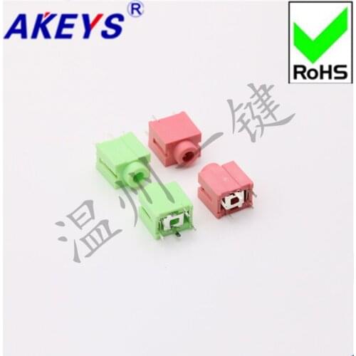 10 pcs PJ-395 anti-feature headset interface 3.5mm headphone socket 5-foot plug-in 3.5MM socket pink green