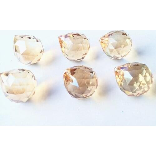 20mm 50pcs Chamgapne Crystal Faceted Chandelier Balls Glass Prism Fengshui Suncatcher Pendants Christmas Tree Hanging Decoration