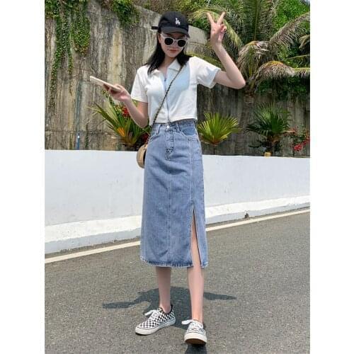 2021 Rushed 20493 (no.3 Middle, Row 12 of The Hall) Non Real Red Picture Split Denim Skirt 43