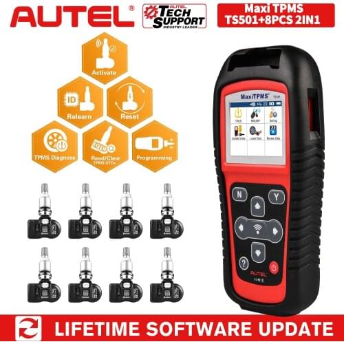 2021 Autel MaxiTPMS TS501 OBD2 Scanner TPMS Programming Tool & Active Tire Pressure Sensor Tool With 8Pcs Autel 2in1 Sensors