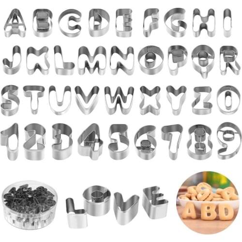35Pcs Alphabet Cookie Cutter Biscuit Press Stamp Embosser Sugar Pasty Cake DIY Baking Mould Pasteleriay Reposteria Accesorios