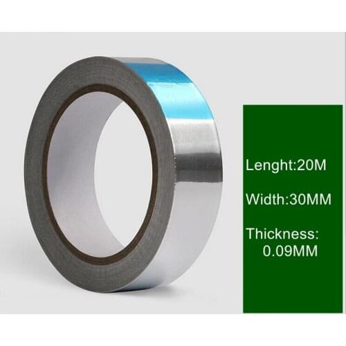 5Rolls Width 30mmx20m thickness 0.09mm,Aluminum Foil tape Adhesive,Heat-resistant,waterproof,radiation protection,shielding