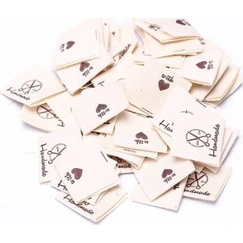 50pcs Handmade Labels Tags Fabric Making Sewing Crafts For Clothes Bags DIY