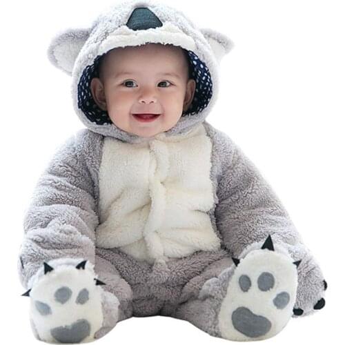 Free shipping! Winter babys koala one-piece bag foot single breasted climbing suit warm and lovely flannel jacket