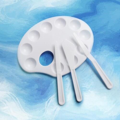 Bianyo Oval Watercolor Palette 10Grid Gouache Acrylic Painting Plastic Palette for Kids Hand Grasp DIY Graffiti Art Supplies