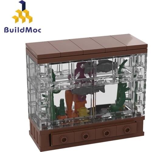 Buildmoc City Furniture Aquarium Fish Tank 85PCS Bricks MOC Model Building Blocks Toys for Children City DIY Toy Kids Gifts