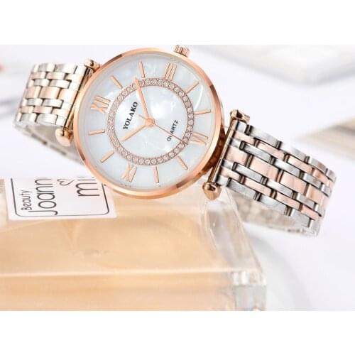 Watch ladies dress stainless steel strap analog quartz watch fashion luxury ladies gold silver white watch clock