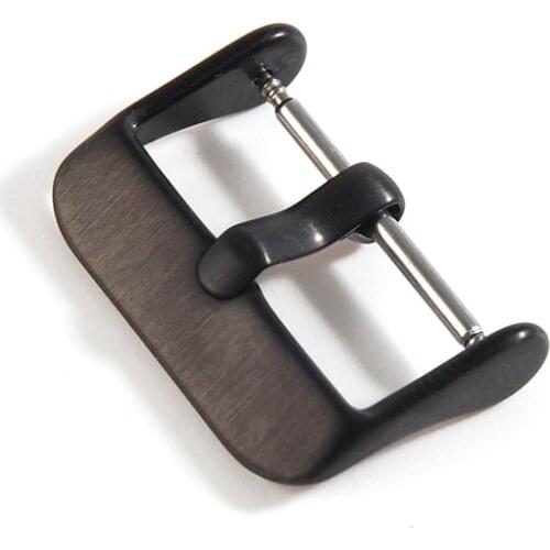 Black Stainless Steel Watch Pin Buckle 18mm 20mm Leather Watch Band Strap Clasp Accessories