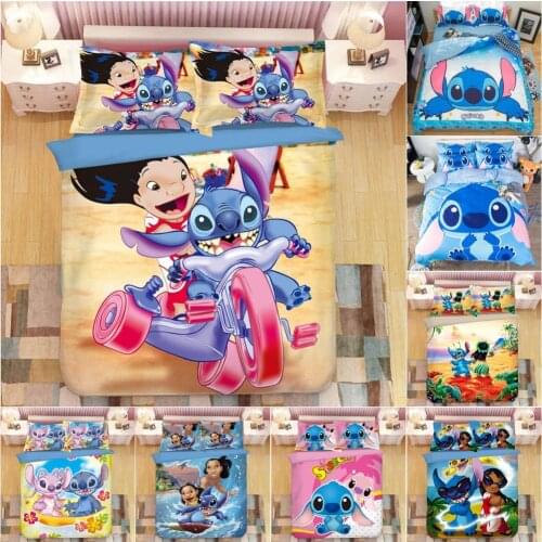 Disney Lilo & Stitch Children Bedding Sets Duvet Cover Set with Pillowcases Bedclothes Boys Girls Kids Birthday Gifts Decor Home