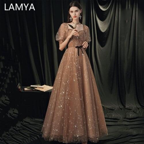 LAMYA Princess Long Prom Dresses With Puff sleeve Sweetheart Formal Dress Women Elegant A-line Plus Size Vintage Party Gowns
